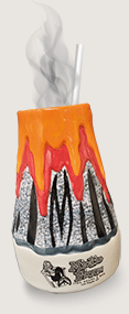 Image of the 64oz volcano glass and Mickie Finnz logo